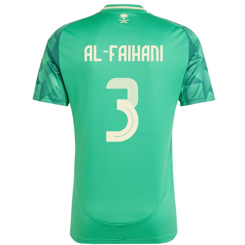Danxen Femme Maillot Arabie Saoudite Nasser Al-Faihani #3 Vert Tenues Domicile 24-26 T-Shirt