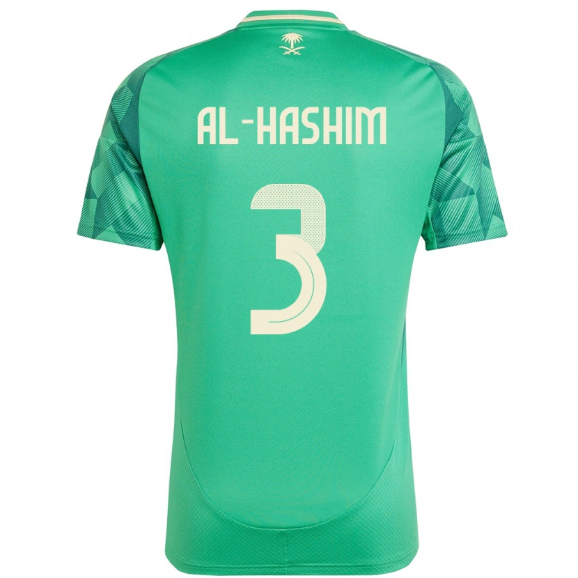 Danxen Femme Maillot Arabie Saoudite Jawad Al-Hashim #3 Vert Tenues Domicile 24-26 T-Shirt