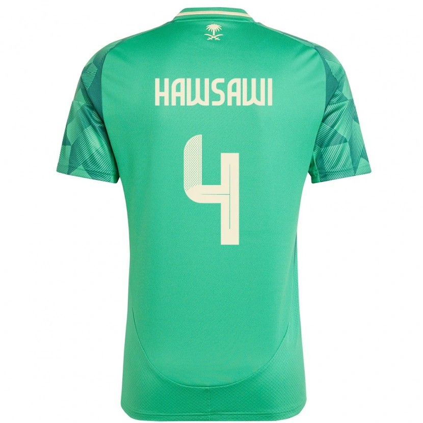 Danxen Femme Maillot Arabie Saoudite Mohammed Hawsawi #4 Vert Tenues Domicile 24-26 T-Shirt