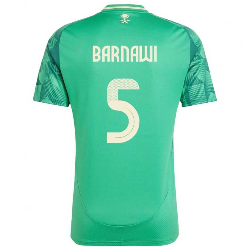 Danxen Femme Maillot Arabie Saoudite Mohammed Barnawi #5 Vert Tenues Domicile 24-26 T-Shirt
