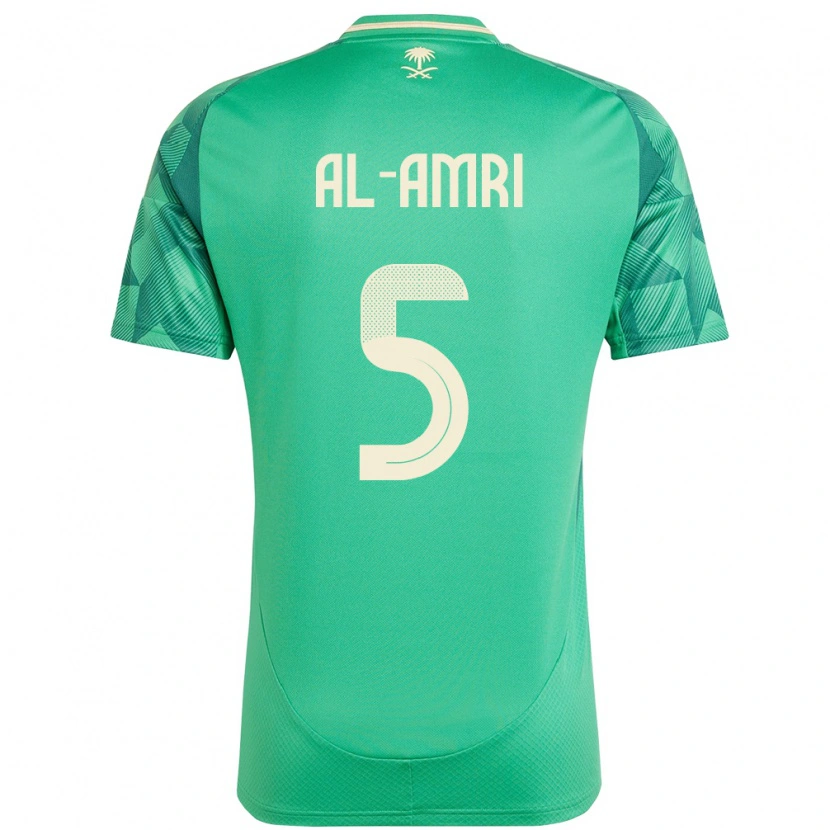 Danxen Femme Maillot Arabie Saoudite Husam Al-Amri #5 Vert Tenues Domicile 24-26 T-Shirt
