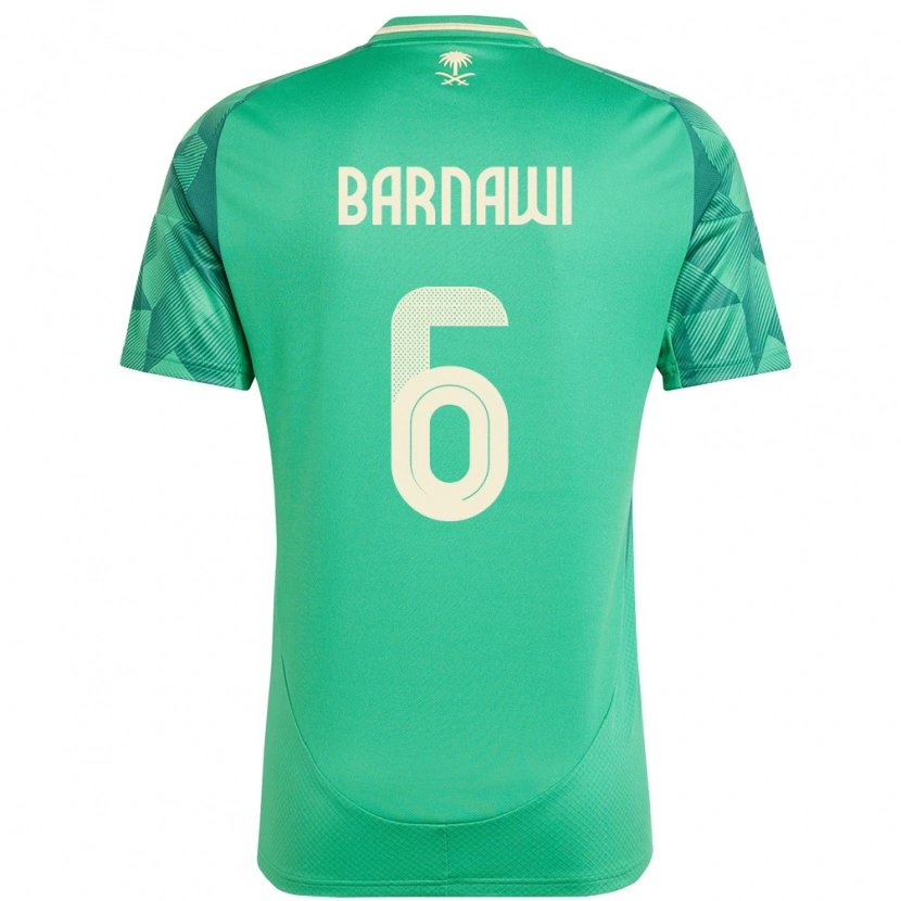 Danxen Femme Maillot Arabie Saoudite Saleh Barnawi #6 Vert Tenues Domicile 24-26 T-Shirt
