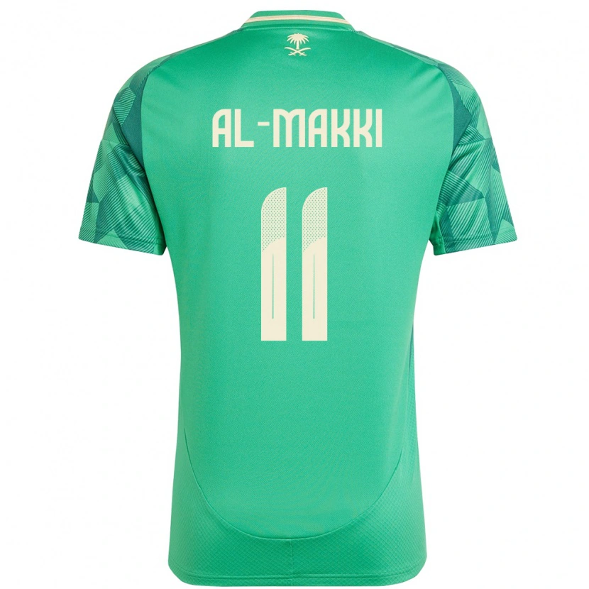 Danxen Femme Maillot Arabie Saoudite Ali Al-Makki #11 Vert Tenues Domicile 24-26 T-Shirt