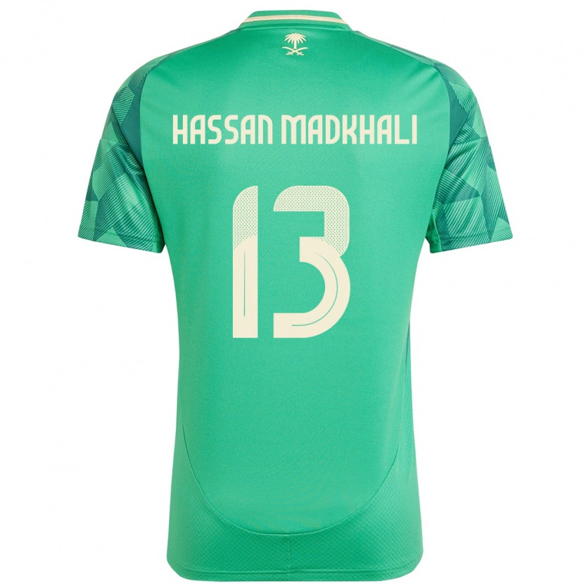 Danxen Femme Maillot Arabie Saoudite Mohammed Hassan Madkhali #13 Vert Tenues Domicile 24-26 T-Shirt