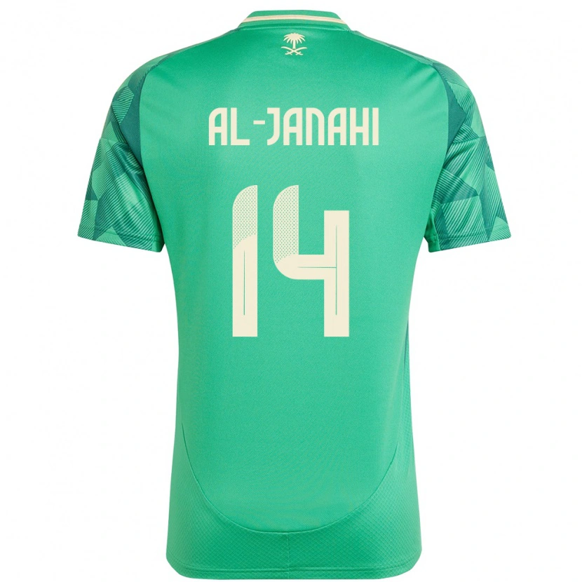 Danxen Femme Maillot Arabie Saoudite Nawaf Al-Janahi #14 Vert Tenues Domicile 24-26 T-Shirt