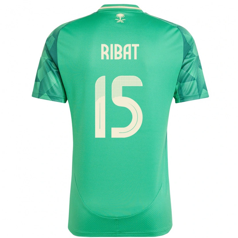 Danxen Femme Maillot Arabie Saoudite Abdulaziz Ribat #15 Vert Tenues Domicile 24-26 T-Shirt