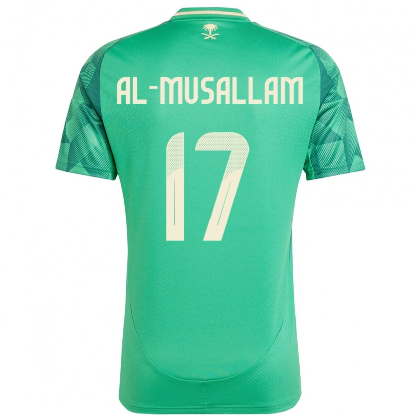 Danxen Femme Maillot Arabie Saoudite Hassan Al-Musallam #17 Vert Tenues Domicile 24-26 T-Shirt