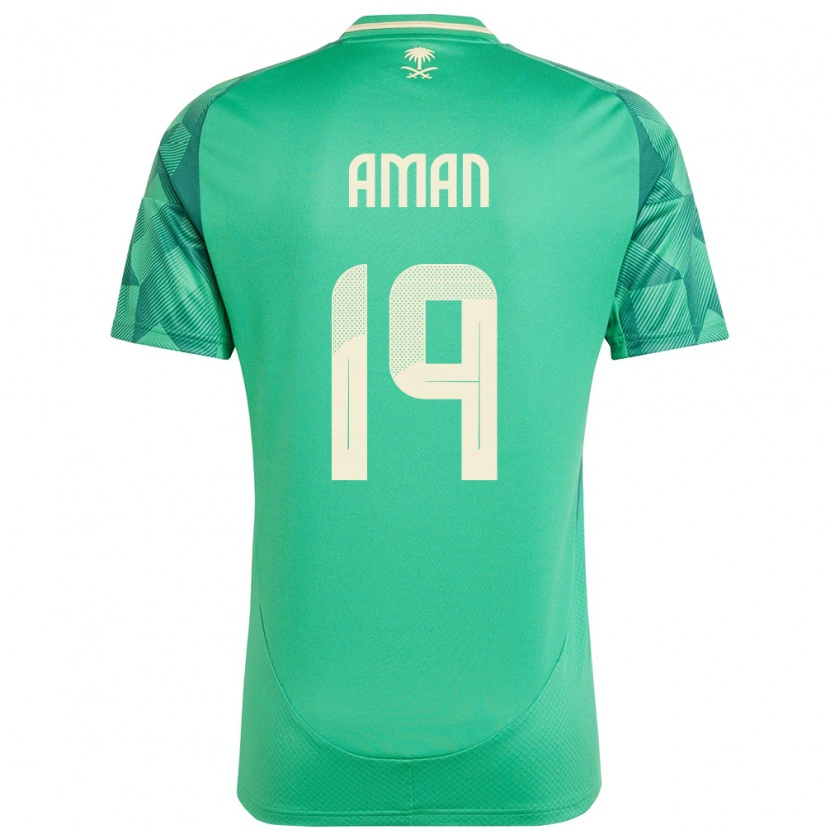 Danxen Femme Maillot Arabie Saoudite Awad Aman #19 Vert Tenues Domicile 24-26 T-Shirt