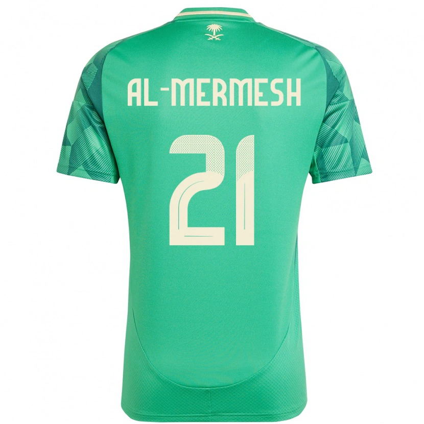 Danxen Femme Maillot Arabie Saoudite Osama Al-Mermesh #21 Vert Tenues Domicile 24-26 T-Shirt