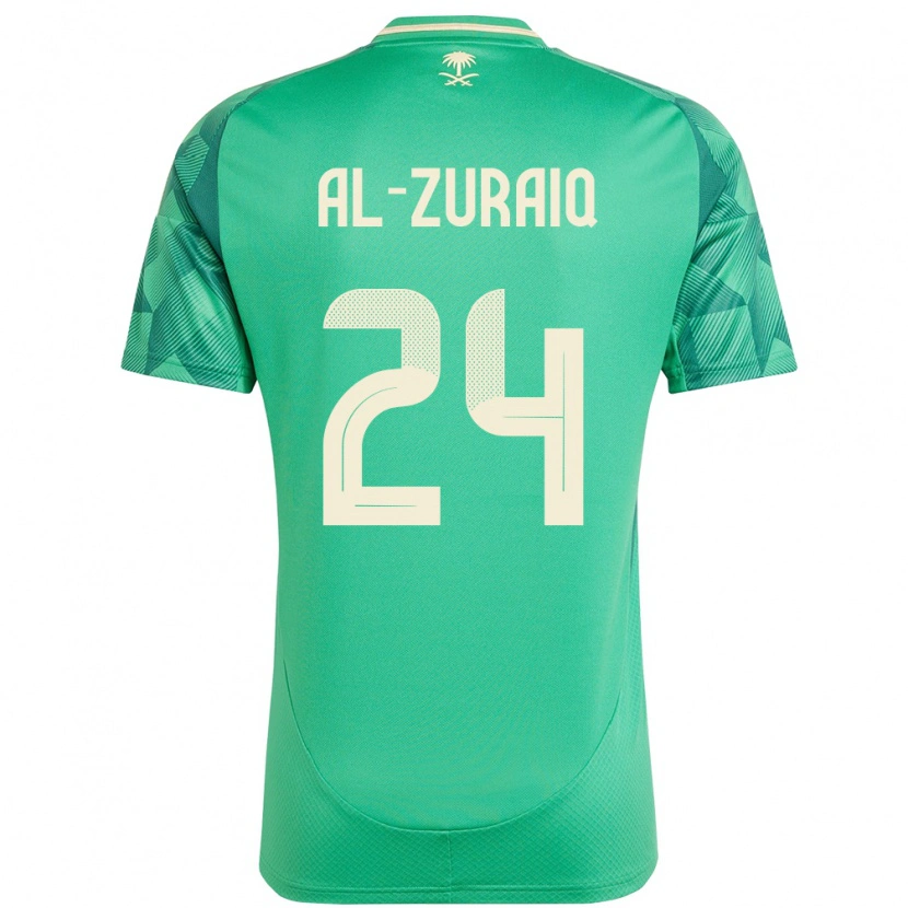 Danxen Femme Maillot Arabie Saoudite Saeed Ibrahim Al-Zuraiq #24 Vert Tenues Domicile 24-26 T-Shirt