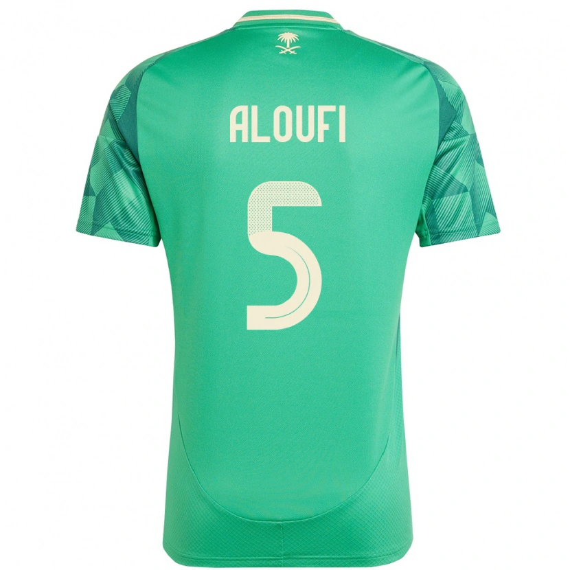 Danxen Femme Maillot Arabie Saoudite Mohammed Aloufi #5 Vert Tenues Domicile 24-26 T-Shirt