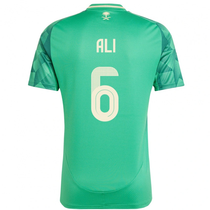 Danxen Femme Maillot Arabie Saoudite Amjad Ali #6 Vert Tenues Domicile 24-26 T-Shirt