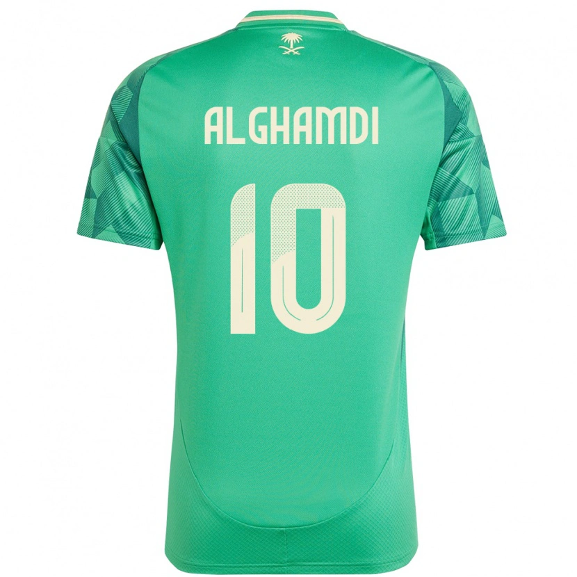 Danxen Femme Maillot Arabie Saoudite Ahmad Alghamdi #10 Vert Tenues Domicile 24-26 T-Shirt