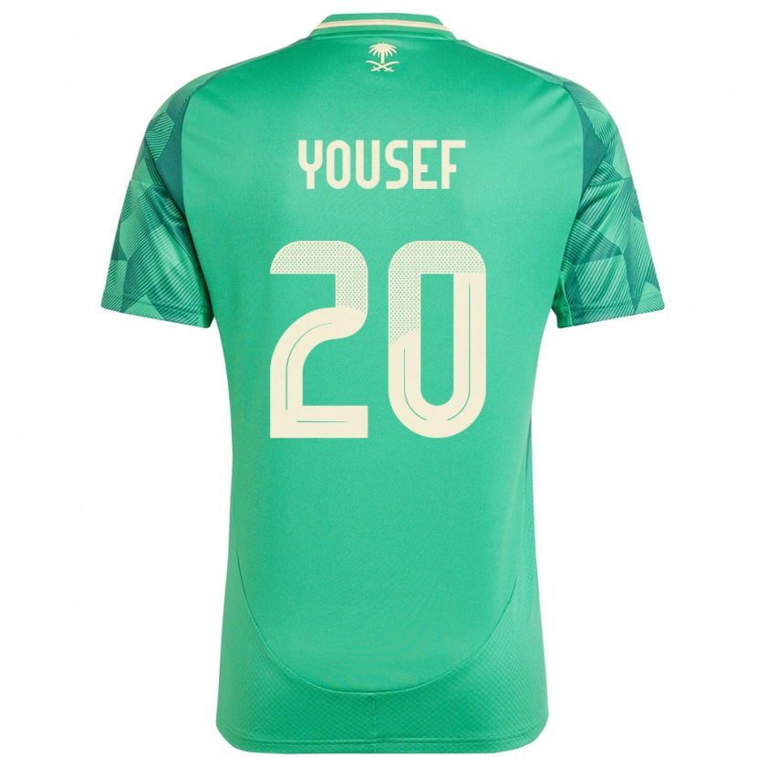 Danxen Femme Maillot Arabie Saoudite Fares Yousef #20 Vert Tenues Domicile 24-26 T-Shirt