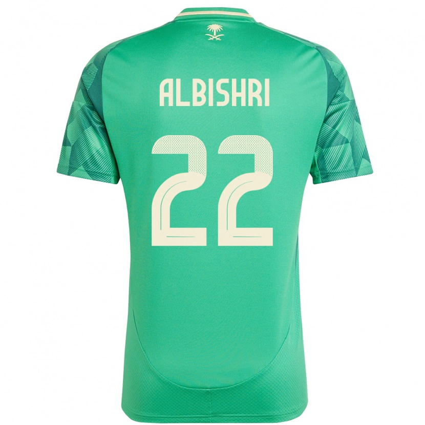 Danxen Femme Maillot Arabie Saoudite Nawaf Albishri #22 Vert Tenues Domicile 24-26 T-Shirt
