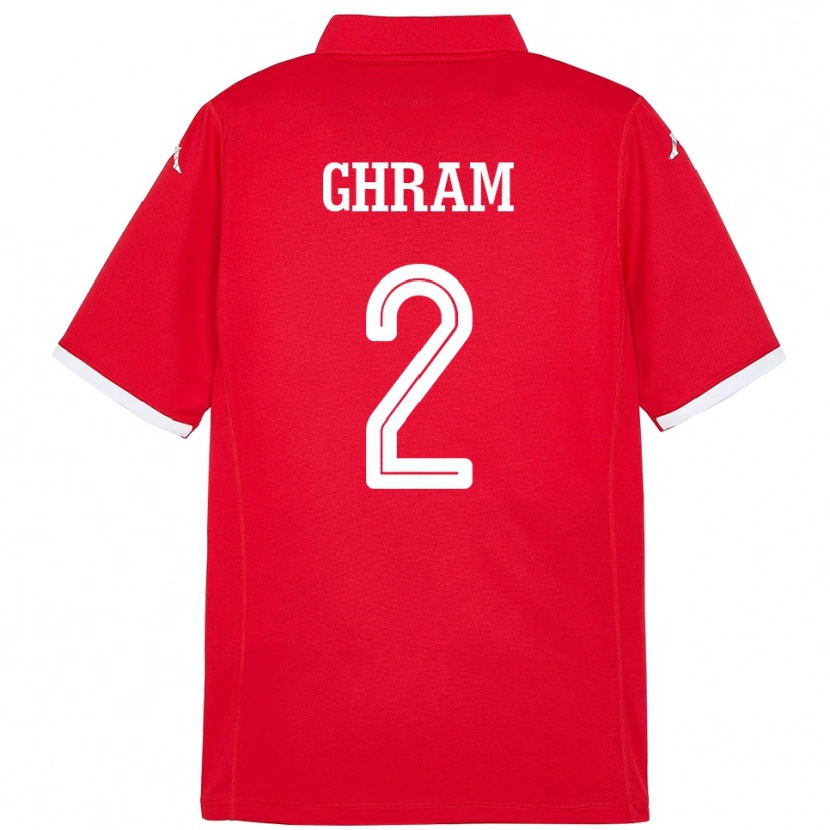 Danxen Femme Maillot Tunisie Alaa Ghram #2 Rouge Tenues Domicile 24-26 T-Shirt