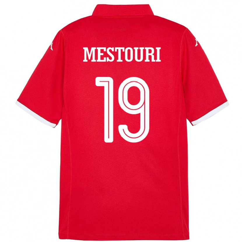 Danxen Femme Maillot Tunisie Hazem Mestouri #19 Rouge Tenues Domicile 24-26 T-Shirt