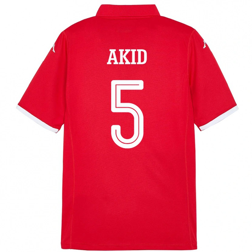 Danxen Femme Maillot Tunisie Abdessalem Akid #5 Rouge Tenues Domicile 24-26 T-Shirt