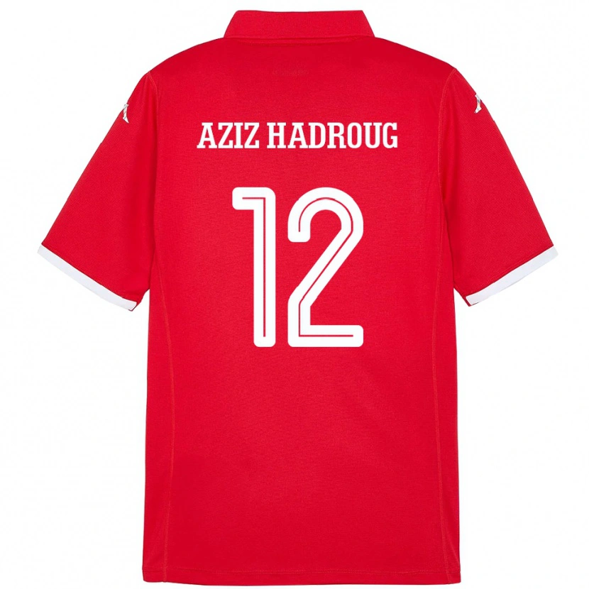 Danxen Femme Maillot Tunisie Mohamed Aziz Hadroug #12 Rouge Tenues Domicile 24-26 T-Shirt