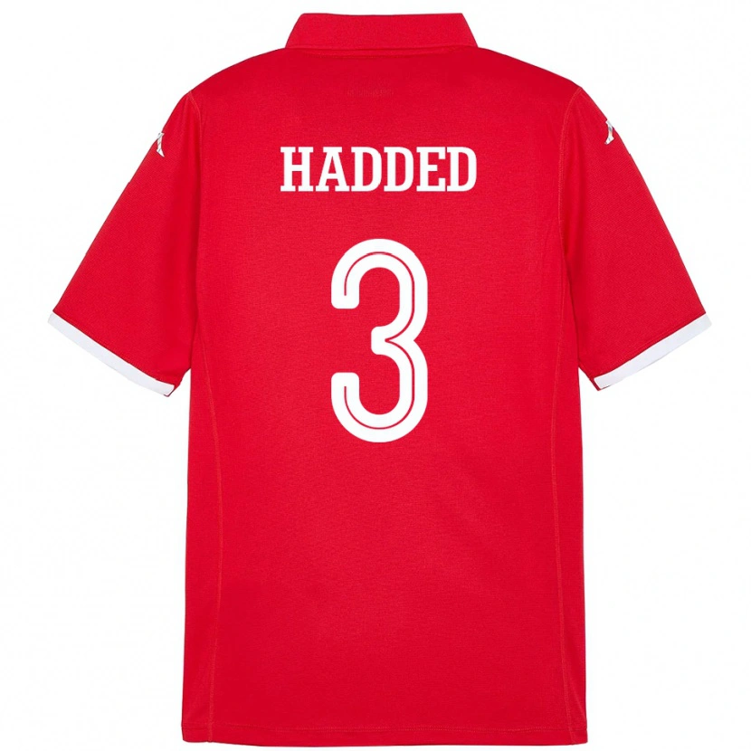 Danxen Femme Maillot Tunisie Rayen Hadded #3 Rouge Tenues Domicile 24-26 T-Shirt
