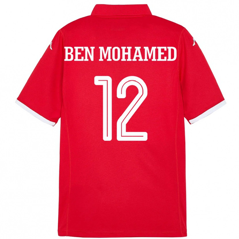 Danxen Femme Maillot Tunisie Ibtissem Ben Mohamed #12 Rouge Tenues Domicile 24-26 T-Shirt