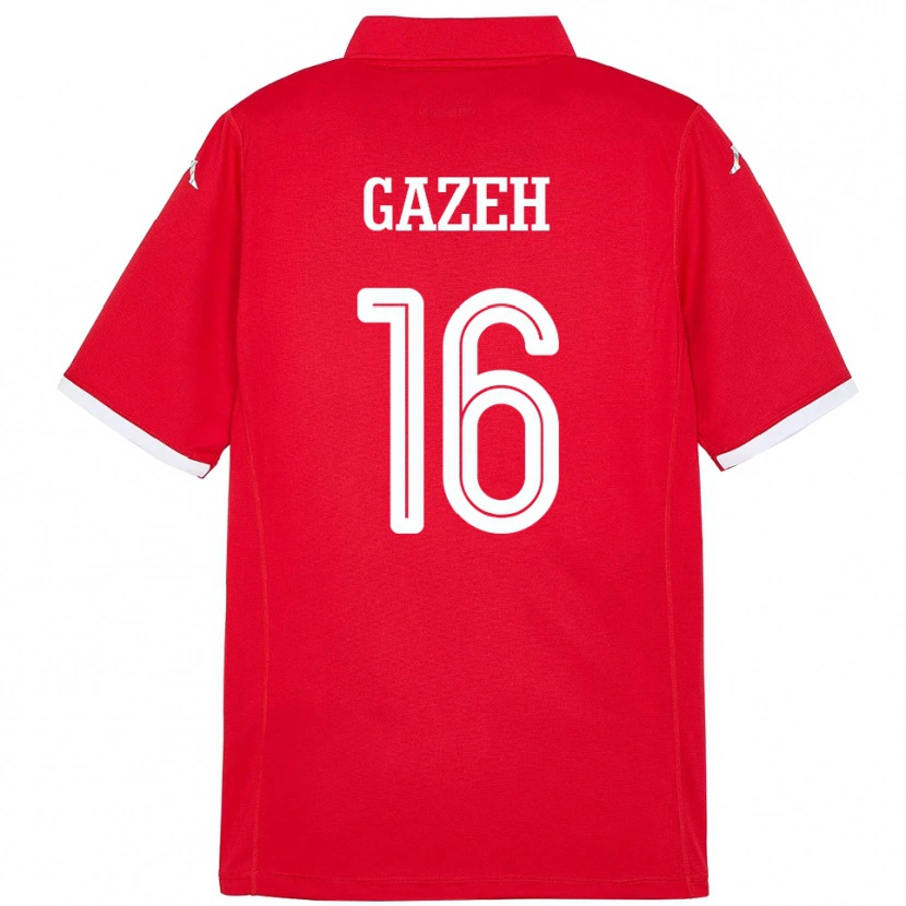 Danxen Femme Maillot Tunisie Raed Gazeh #16 Rouge Tenues Domicile 24-26 T-Shirt