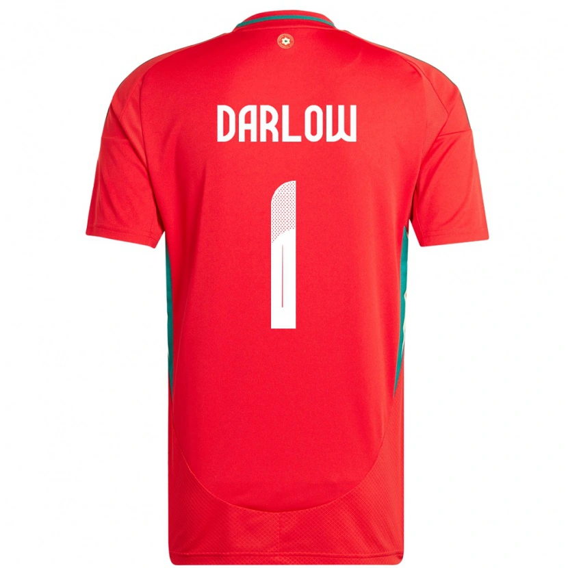 Danxen Femme Maillot Pays De Galles Karl Darlow #1 Rouge Tenues Domicile 24-26 T-Shirt