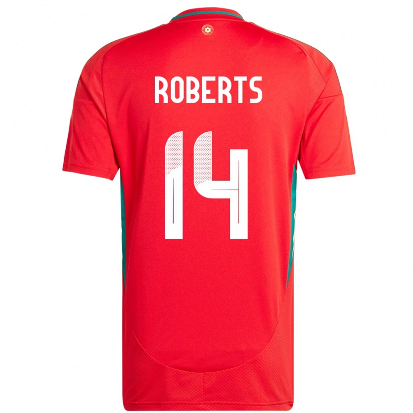 Danxen Femme Maillot Pays De Galles Connor Roberts #14 Rouge Tenues Domicile 24-26 T-Shirt