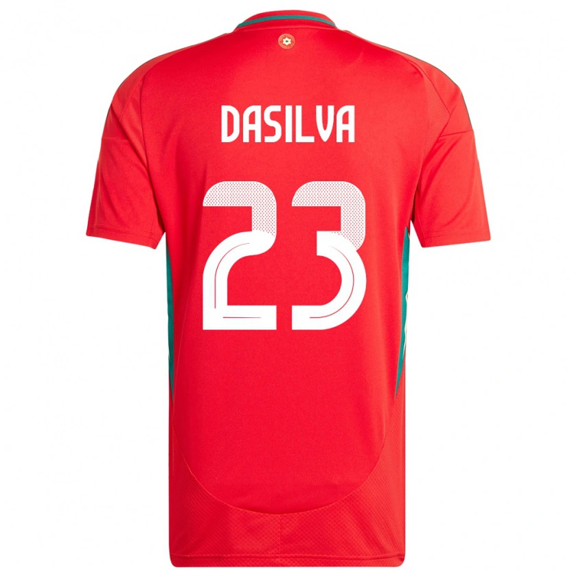 Danxen Femme Maillot Pays De Galles Jay Dasilva #23 Rouge Tenues Domicile 24-26 T-Shirt