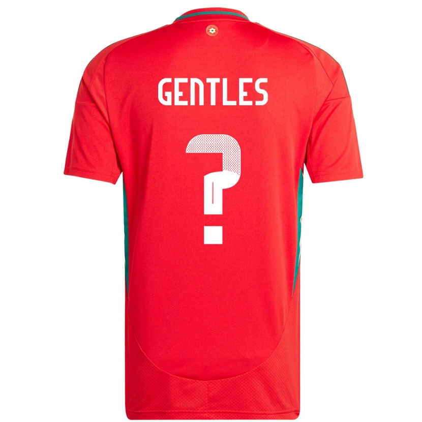 Danxen Femme Maillot Pays De Galles Josh Gentles #0 Rouge Tenues Domicile 24-26 T-Shirt