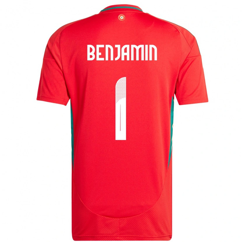 Danxen Femme Maillot Pays De Galles Lewys Benjamin #1 Rouge Tenues Domicile 24-26 T-Shirt