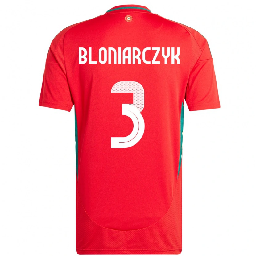 Danxen Femme Maillot Pays De Galles Kaven Bloniarczyk #3 Rouge Tenues Domicile 24-26 T-Shirt