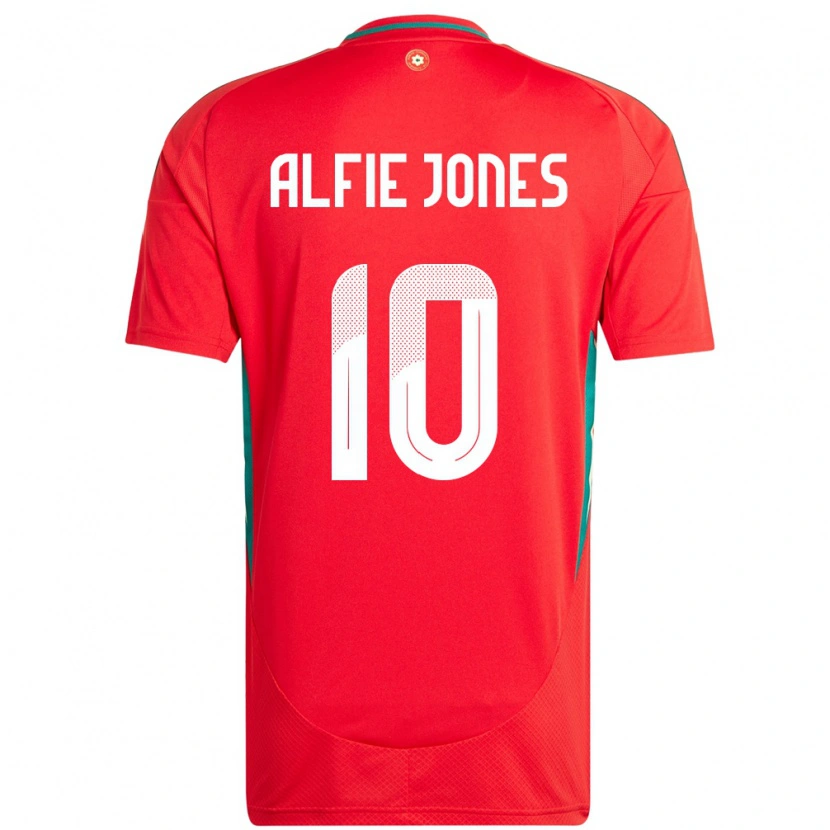 Danxen Femme Maillot Pays De Galles Alfie Jones #10 Rouge Tenues Domicile 24-26 T-Shirt