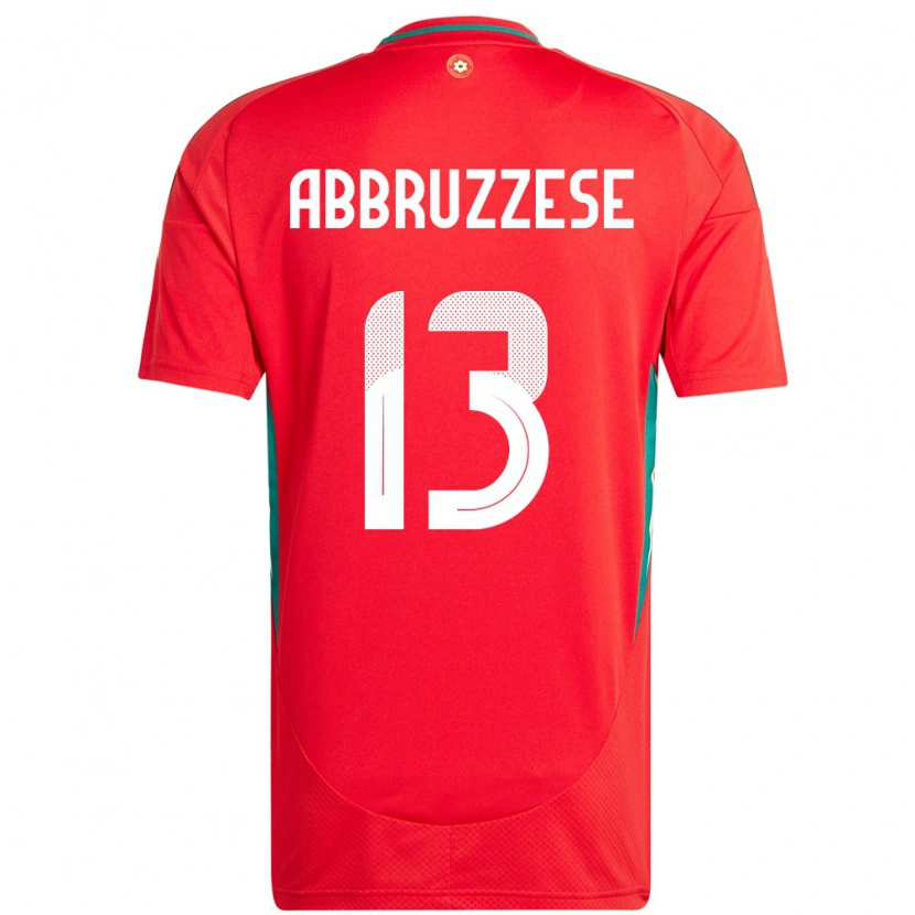 Danxen Femme Maillot Pays De Galles Rhys Abbruzzese #13 Rouge Tenues Domicile 24-26 T-Shirt