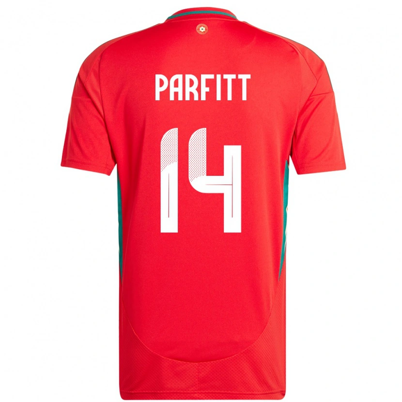 Danxen Femme Maillot Pays De Galles T-Jay Parfitt #14 Rouge Tenues Domicile 24-26 T-Shirt
