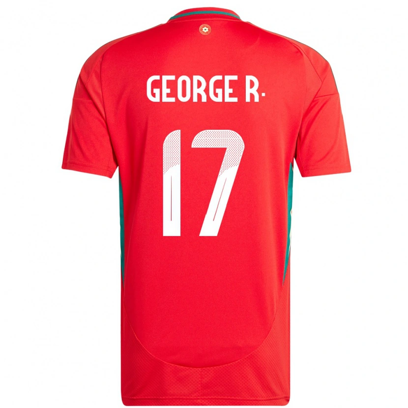 Danxen Femme Maillot Pays De Galles George Robinson #17 Rouge Tenues Domicile 24-26 T-Shirt