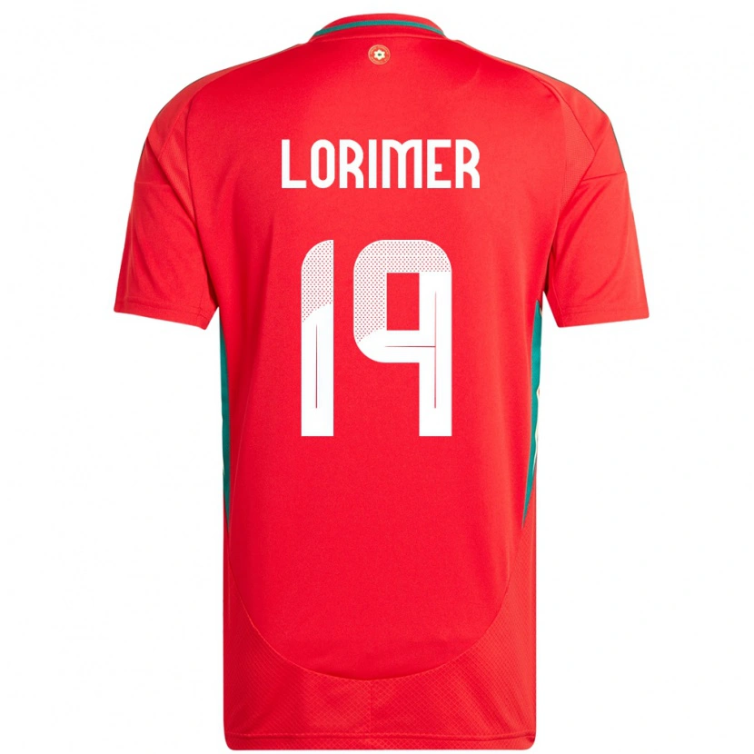 Danxen Femme Maillot Pays De Galles Archie Lorimer #19 Rouge Tenues Domicile 24-26 T-Shirt