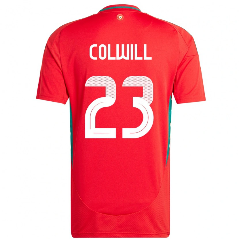 Danxen Femme Maillot Pays De Galles Joel Colwill #23 Rouge Tenues Domicile 24-26 T-Shirt
