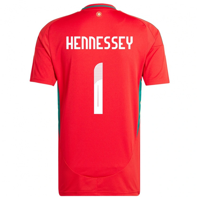 Danxen Femme Maillot Pays De Galles Wayne Hennessey #1 Rouge Tenues Domicile 24-26 T-Shirt