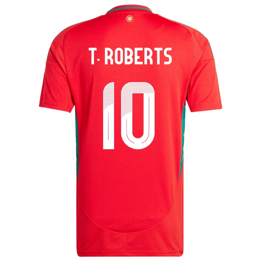 Danxen Femme Maillot Pays De Galles Tyler Roberts #10 Rouge Tenues Domicile 24-26 T-Shirt