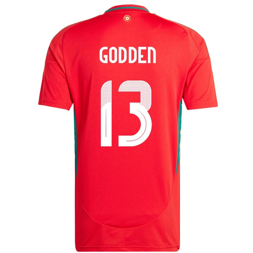 Danxen Femme Maillot Pays De Galles Scott Godden #13 Rouge Tenues Domicile 24-26 T-Shirt