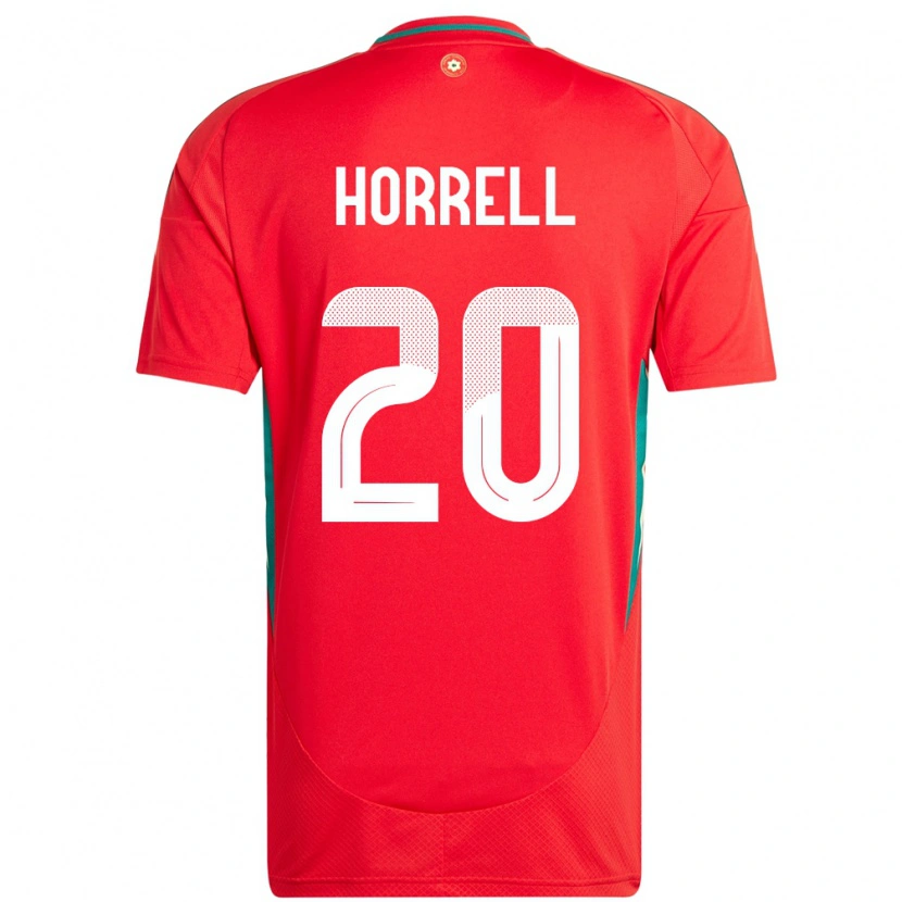 Danxen Femme Maillot Pays De Galles Grace Horrell #20 Rouge Tenues Domicile 24-26 T-Shirt