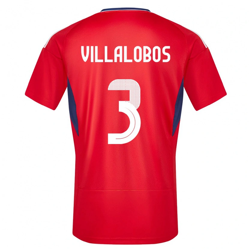 Danxen Femme Maillot Costa Rica Guillermo Villalobos #3 Rouge Tenues Domicile 24-26 T-Shirt