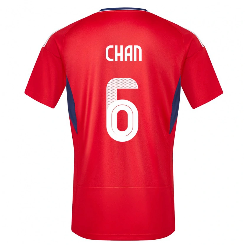 Danxen Femme Maillot Costa Rica Gabriel Chan #6 Rouge Tenues Domicile 24-26 T-Shirt