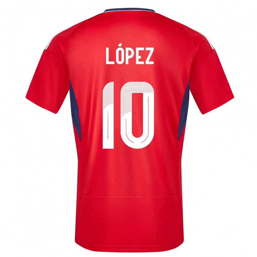 Danxen Femme Maillot Costa Rica Sebastián López #10 Rouge Tenues Domicile 24-26 T-Shirt