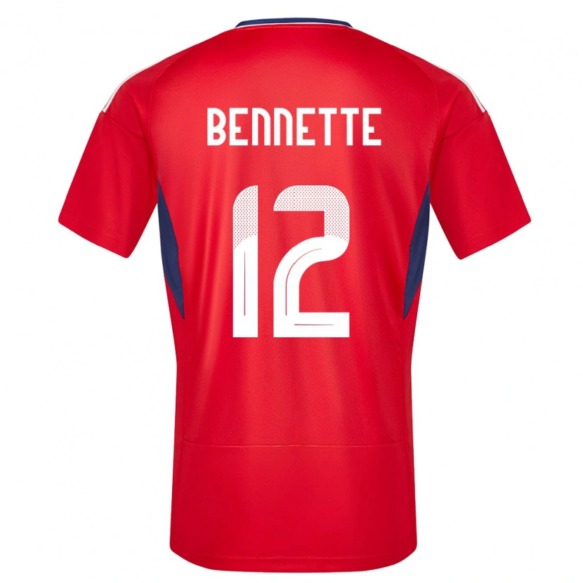 Danxen Femme Maillot Costa Rica Nick Bennette #12 Rouge Tenues Domicile 24-26 T-Shirt