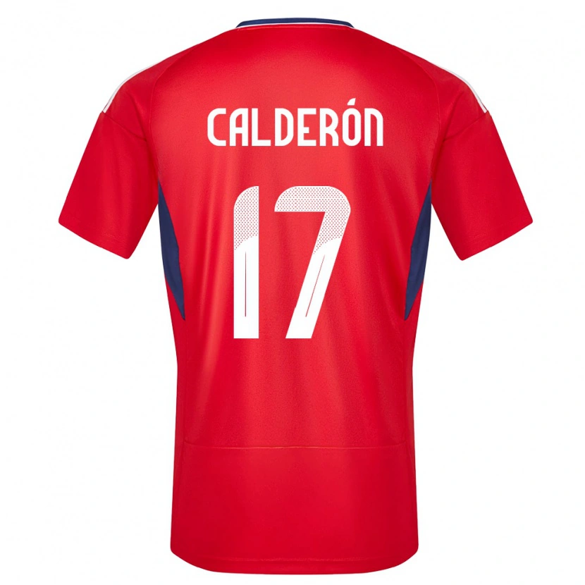 Danxen Femme Maillot Costa Rica Brayan Calderón #17 Rouge Tenues Domicile 24-26 T-Shirt