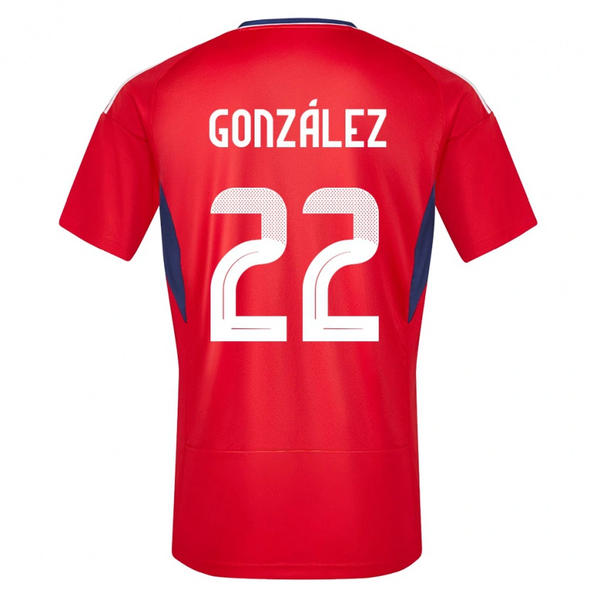 Danxen Femme Maillot Costa Rica Kenneth González #22 Rouge Tenues Domicile 24-26 T-Shirt