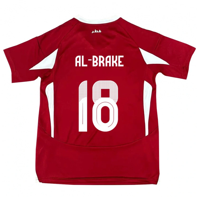 Danxen Femme Maillot Qatar Sultan Al-Brake #18 Rouge Tenues Domicile 24-26 T-Shirt