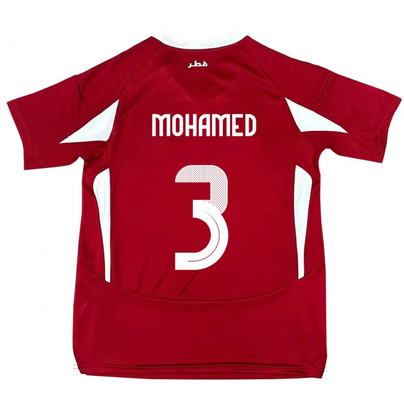 Danxen Femme Maillot Qatar Motaman Mohamed #3 Rouge Tenues Domicile 24-26 T-Shirt